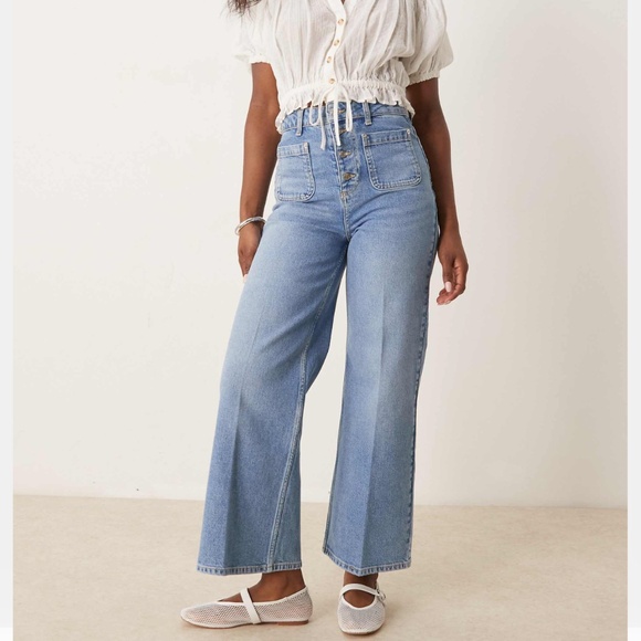 ASOS sailor jeans Ankle grazer jean with button front - Picture 2 of 8